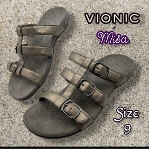 Vionic MISA SLIDE SANDAL Pewter Size 9
